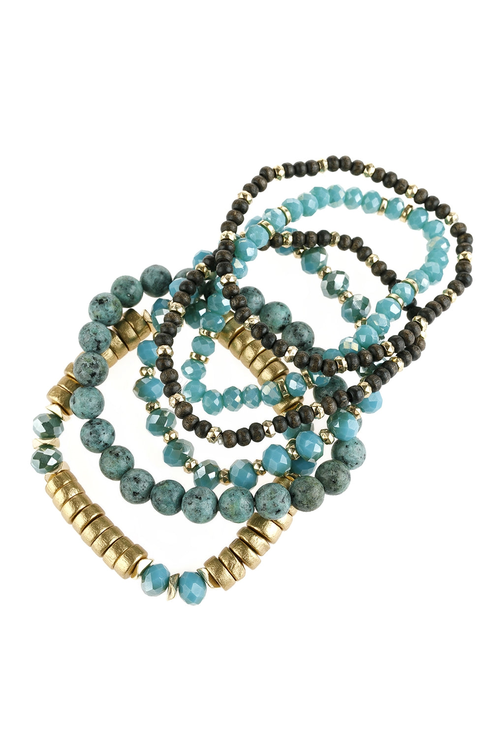 Turquoise Mix Stackable Charm Bracelet - Pack of 6