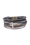 Dark Mustard 4 Line Glass Beads Stretch Bracelet - Pack of 6