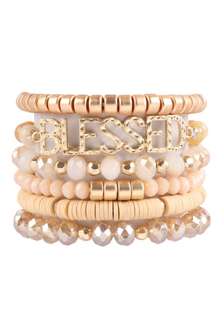 "BFF" Letter Metal With Link Chain Stretch Bracelet Gold - Pack of 6