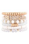 Blessed Charm Multiline Beaded Bracelet White - Pack of 6