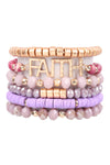 Mix Beads Faith Charm Bracelet Turquoise - Pack of 6
