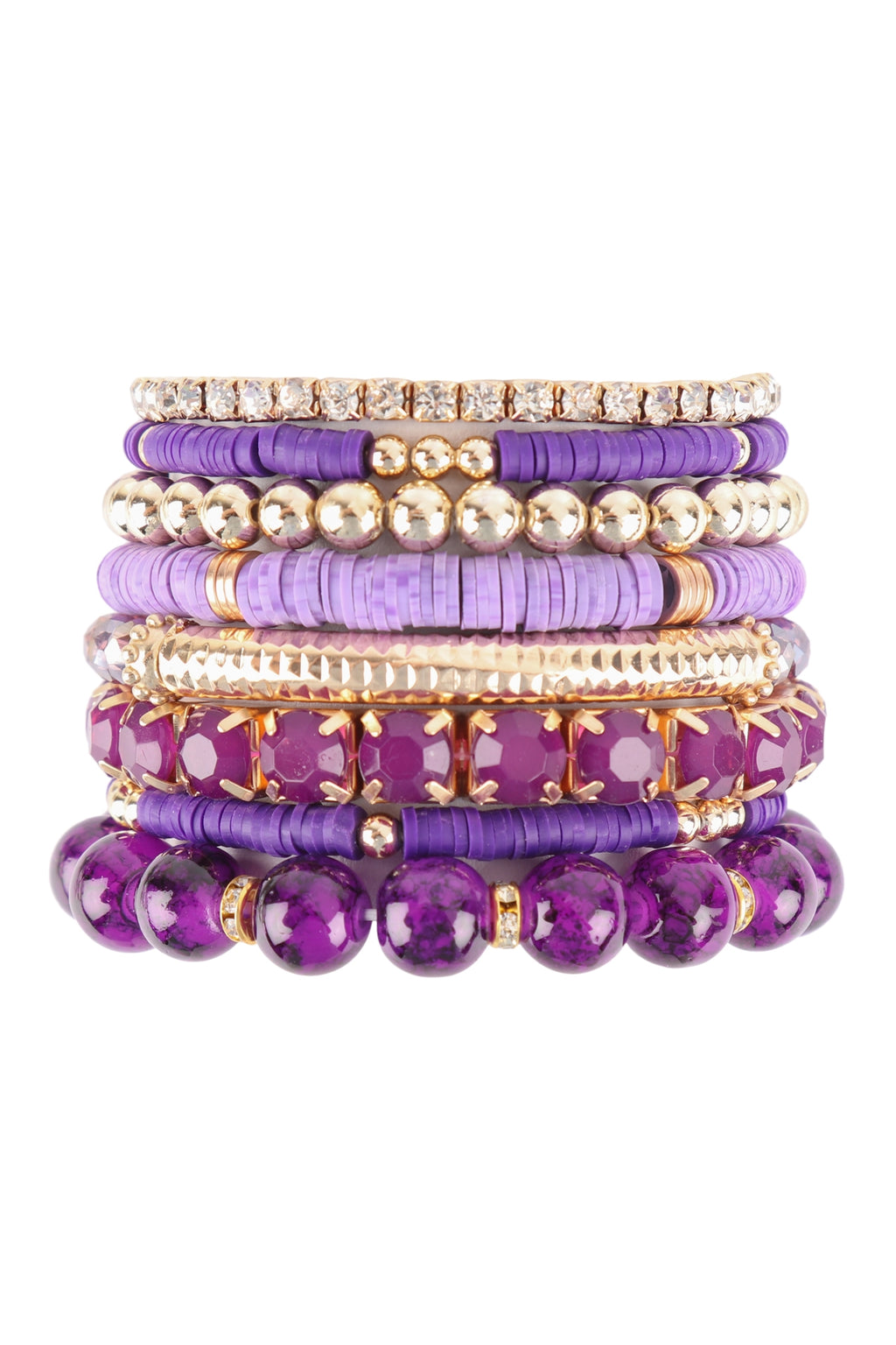 FIMO CCB Mix Bead Charm Stretchable Bracelet Purple - Pack of 6