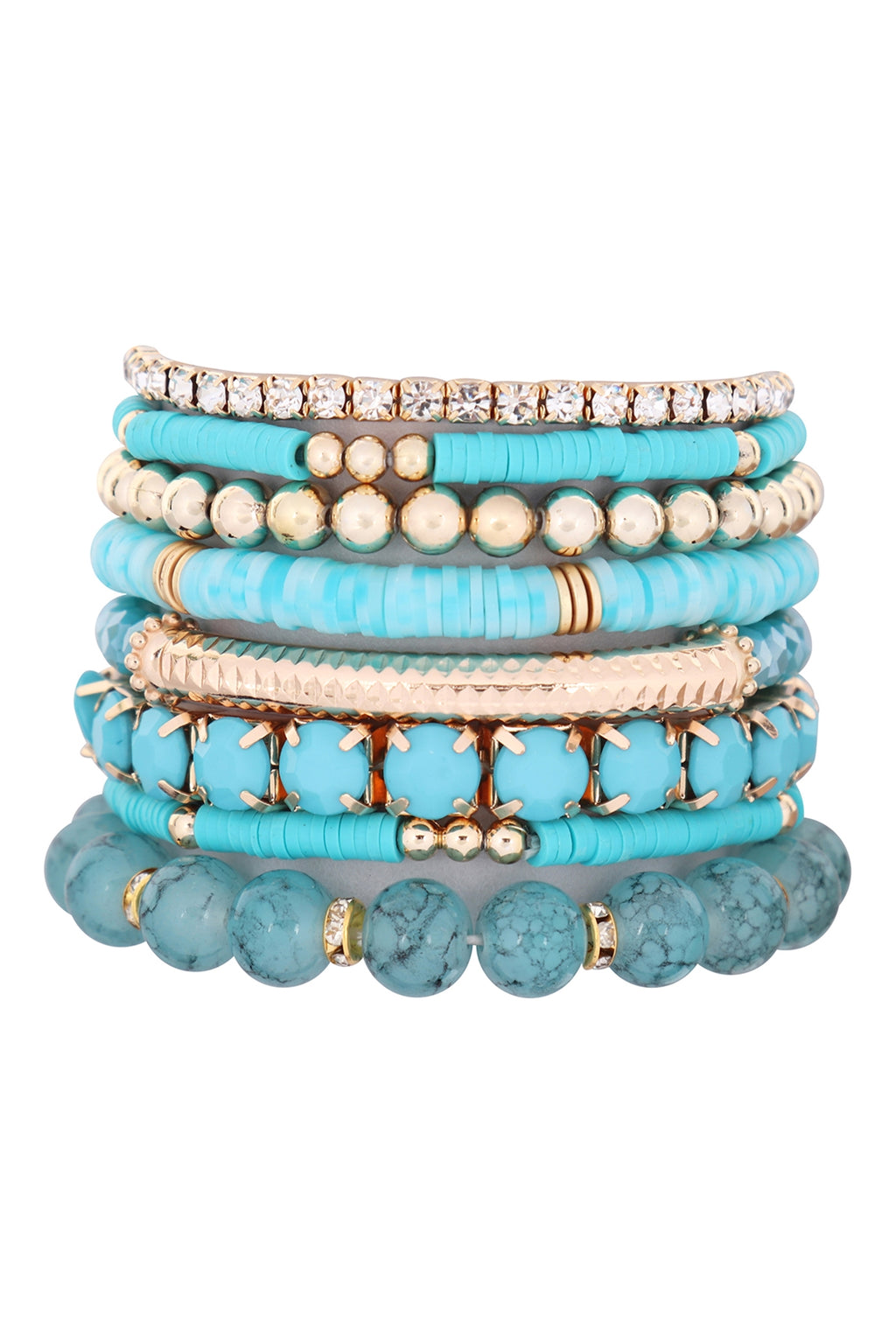 FIMO CCB Mix Bead Charm Stretchable Bracelet Turquoise - Pack of 6