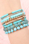FIMO CCB Mix Bead Charm Stretchable Bracelet Turquoise - Pack of 6