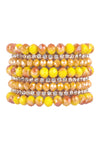 Cactus Charm With Natural Stone Wire Bracelet White Gold - Pack of 6