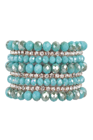 FIMO CCB Mix Bead Charm Stretchable Bracelet Turquoise - Pack of 6