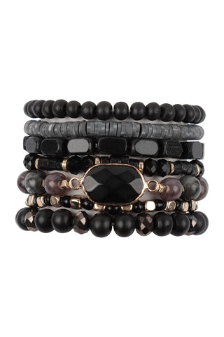 Cactus Charm With Natural Stone Wire Bracelet White Gold - Pack of 6