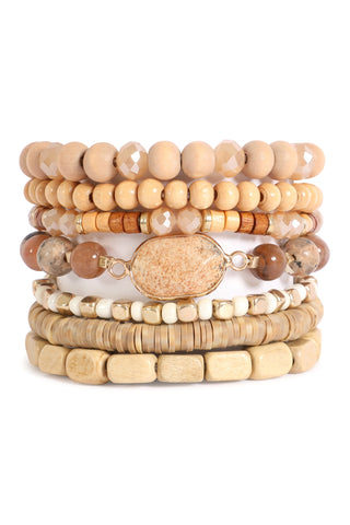 Snake Print Leather Wrap With Star Magnetic Lock Bracelet Light Brown  - Pack of 6