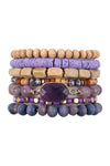 Cactus Charm With Natural Stone Wire Bracelet White Gold - Pack of 6