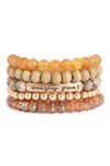 Natural Stone With Leather Accent Bracelet Howlite - Pack of 6