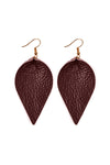 Burgundy Teardrop Shape Pinched Leather Earrings - Pack of 6