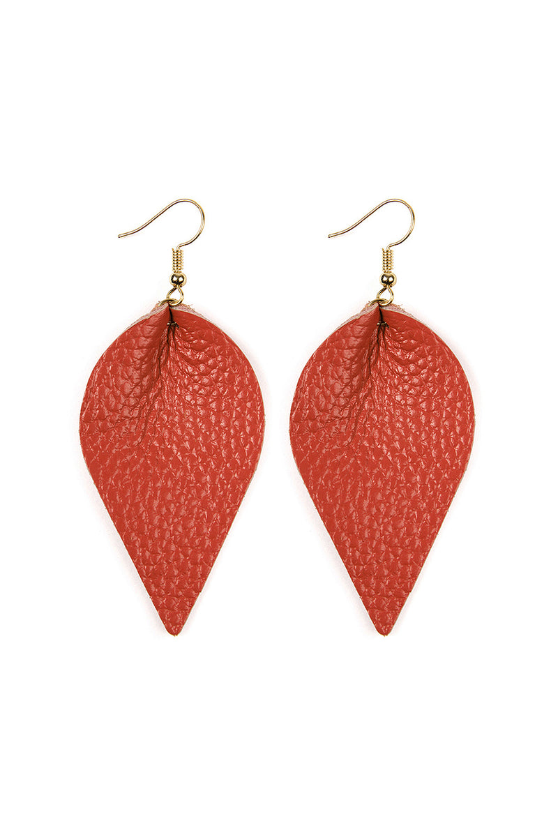 Coral Teardrop Shape Pinched Leather Earrings - Pack of 6