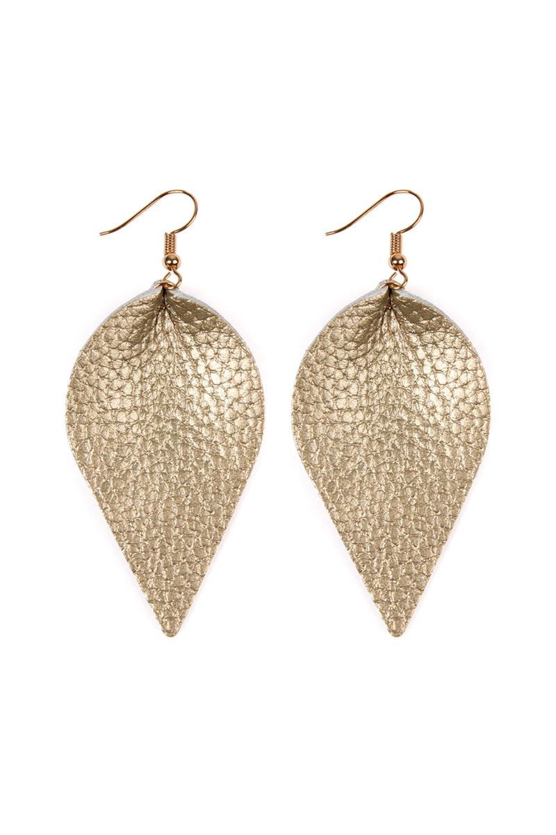 Gold Teardrop Shape Pinched Leather Earrings - Pack of 6