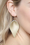 Gold Teardrop Shape Pinched Leather Earrings - Pack of 6