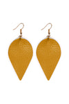 Mustard Teardrop Shape Pinched Leather Earrings - Pack of 6