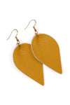 Mustard Teardrop Shape Pinched Leather Earrings - Pack of 6