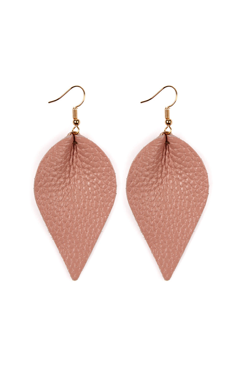 Pink Teardrop Shape Pinched Leather Earrings - Pack of 6