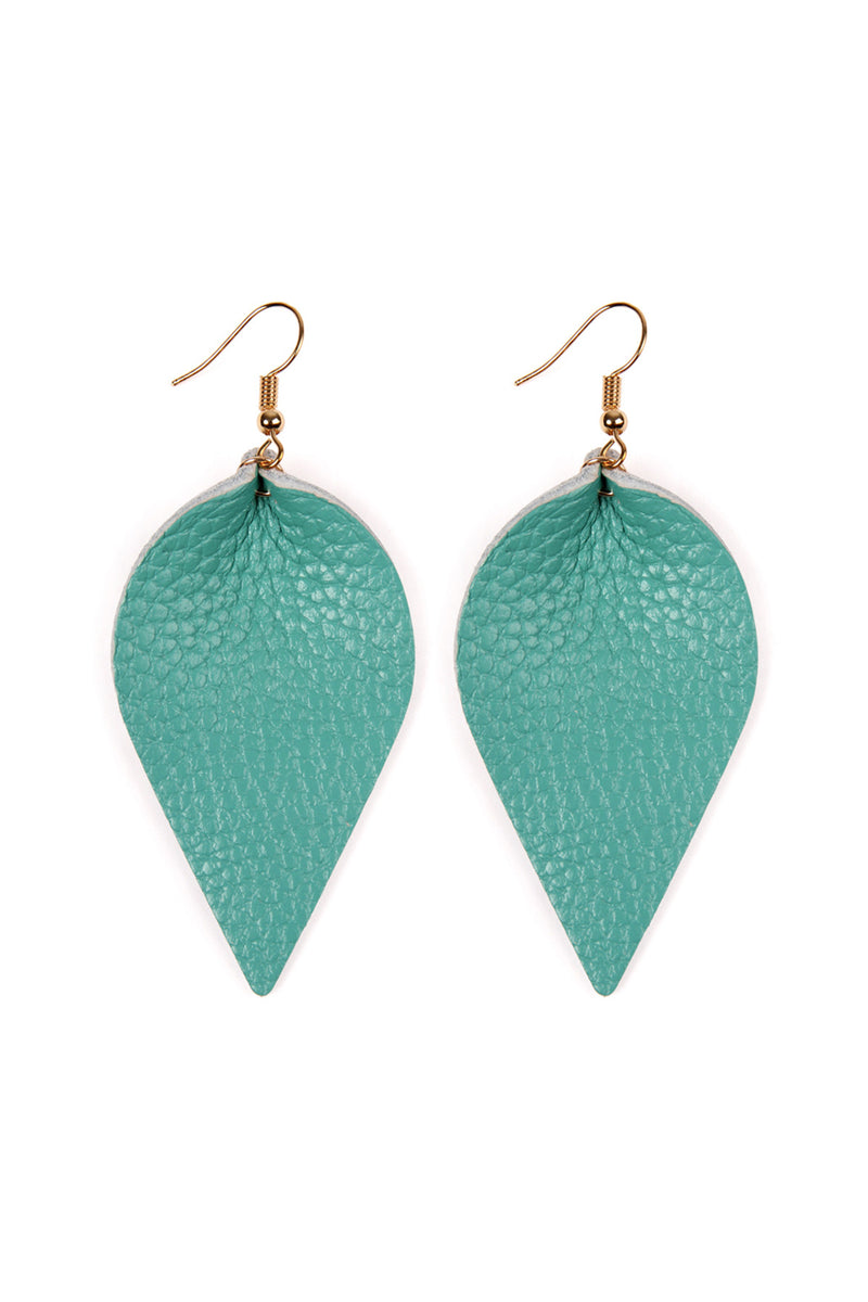 Teal Teardrop Shape Pinched Leather Earrings - Pack of 6