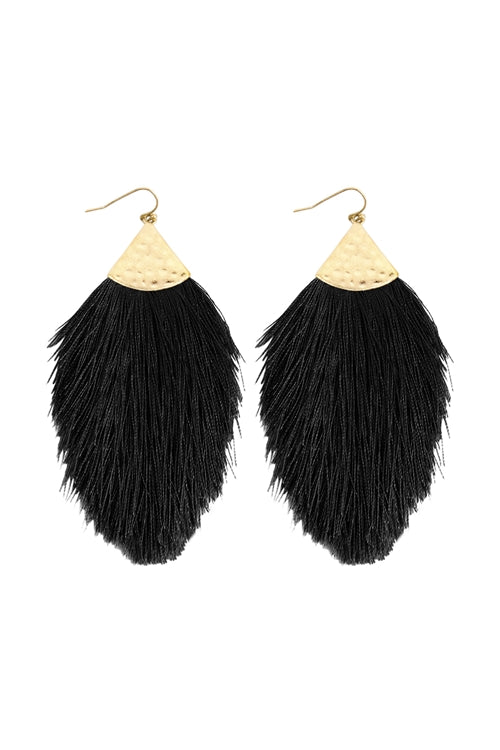 Black Tassel Drop Earrings - Pack of 6
