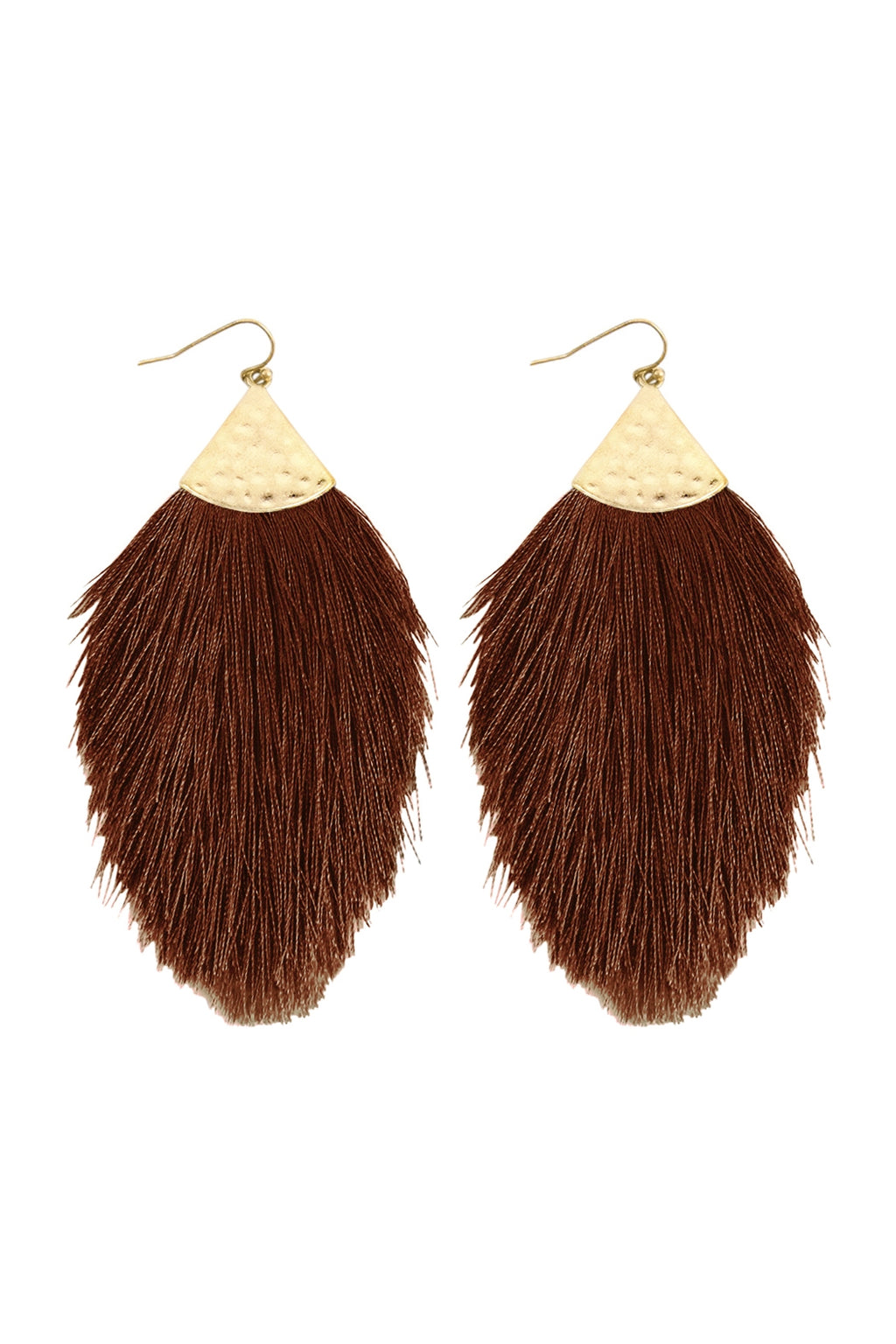 Brown Tassel Drop Earrings - Pack of 6