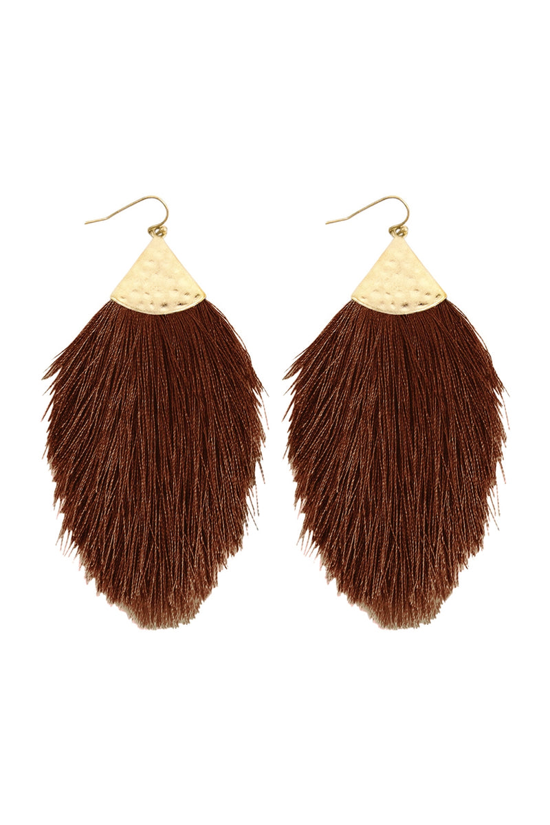 Brown Tassel Drop Earrings - Pack of 6