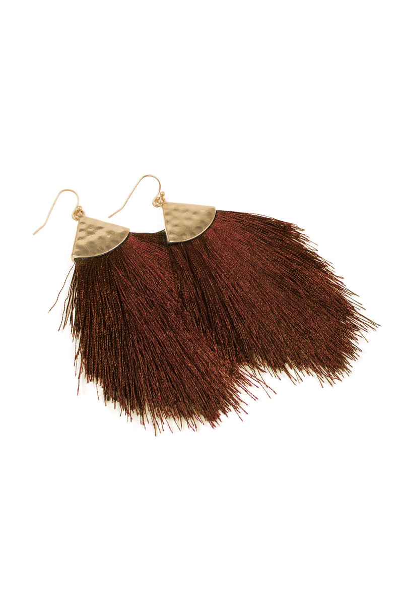 Brown Tassel Drop Earrings - Pack of 6