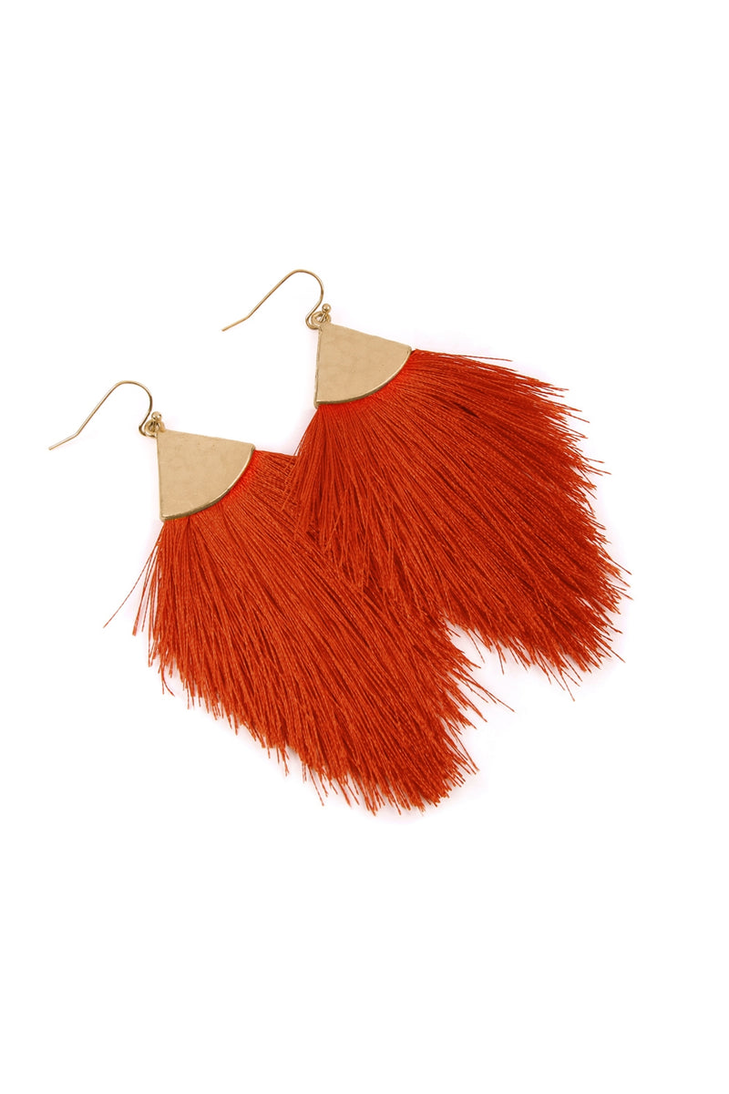 Brick Tassel Drop Earrings - Pack of 6