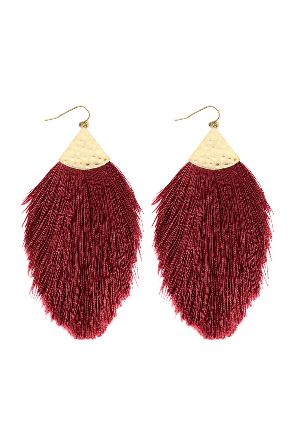 Burgundy Tassel Drop Earrings - Pack of 6