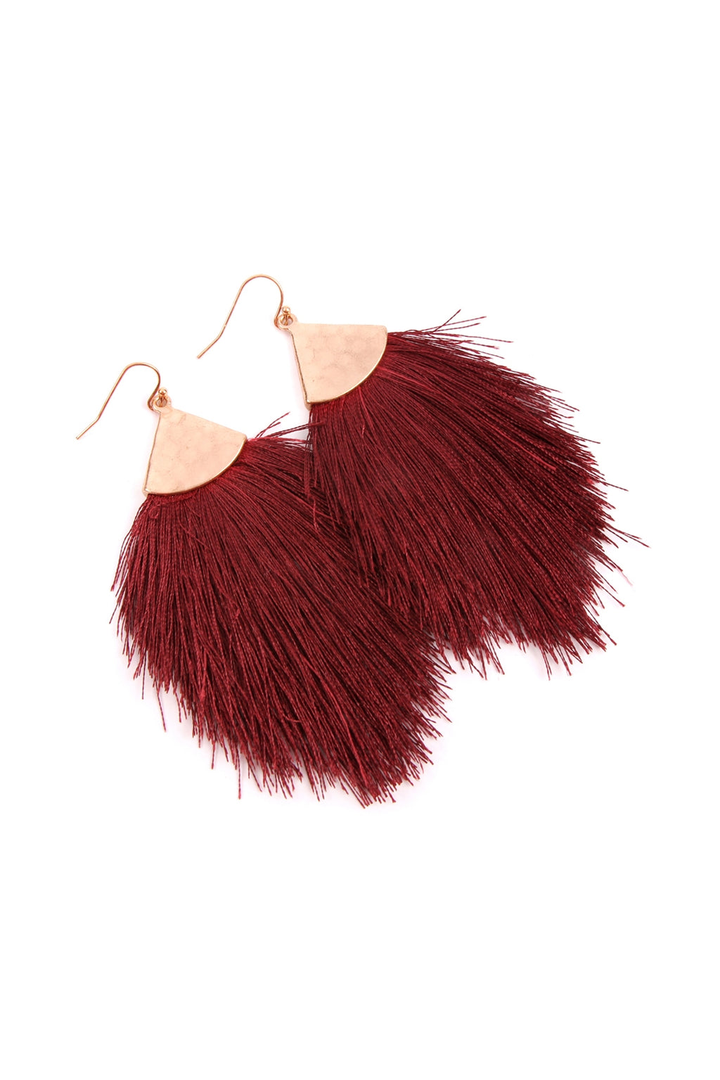 Burgundy Tassel Drop Earrings - Pack of 6