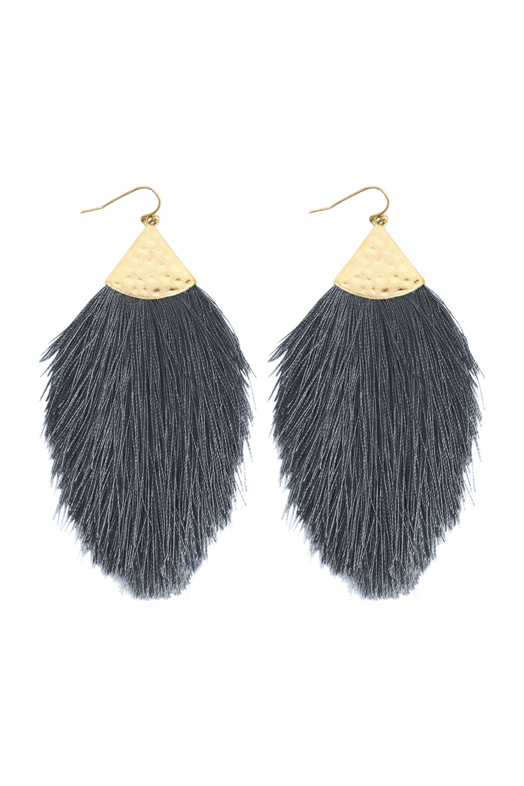 Dark Gray Tassel Drop Earrings - Pack of 6