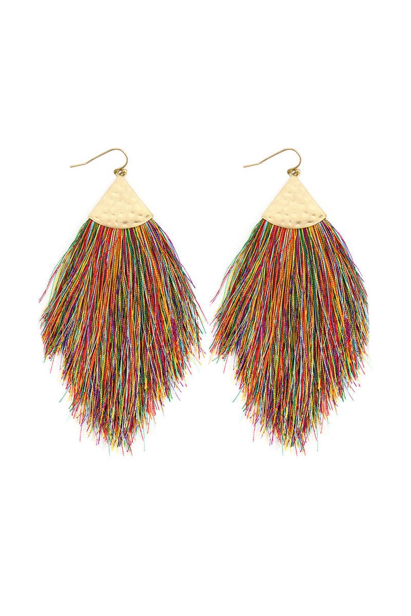 Dark Multi Tassel Drop Earrings - Pack of 6