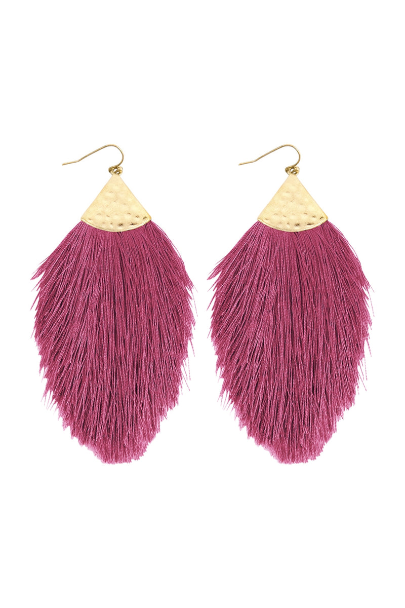 Dusty Purple Tassel Drop Earrings - Pack of 6
