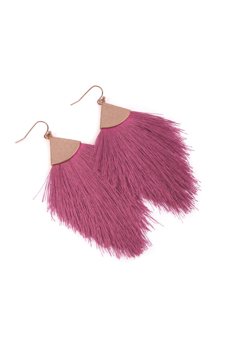 Dusty Purple Tassel Drop Earrings - Pack of 6