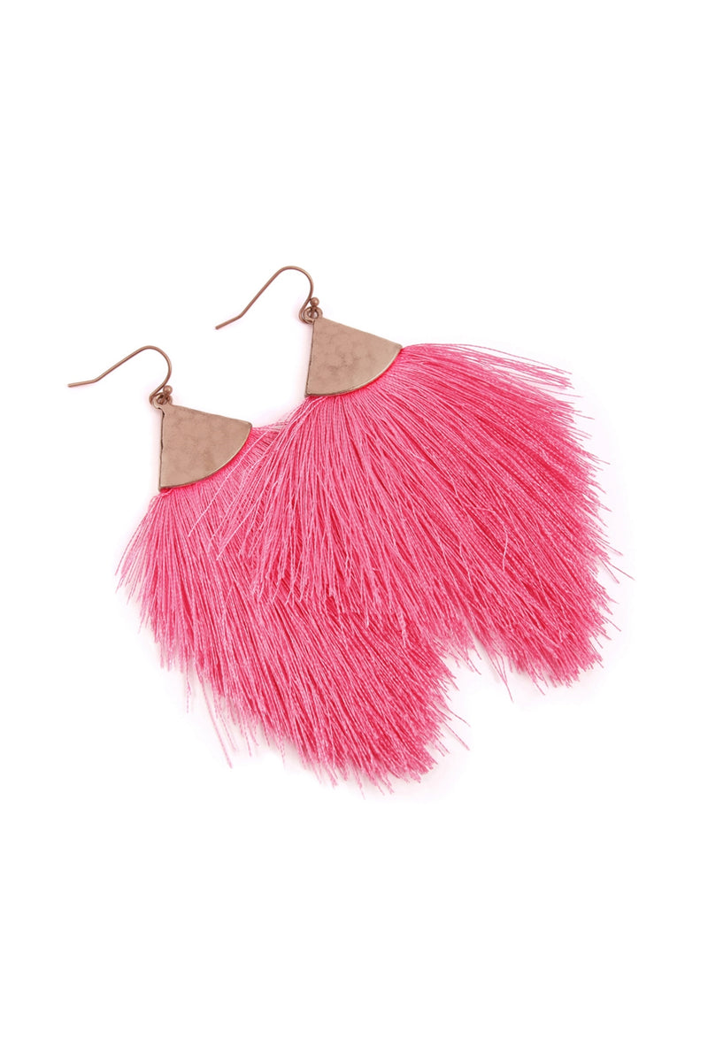 Fuchsia/Hot Pink Tassel Drop Earrings - Pack of 6