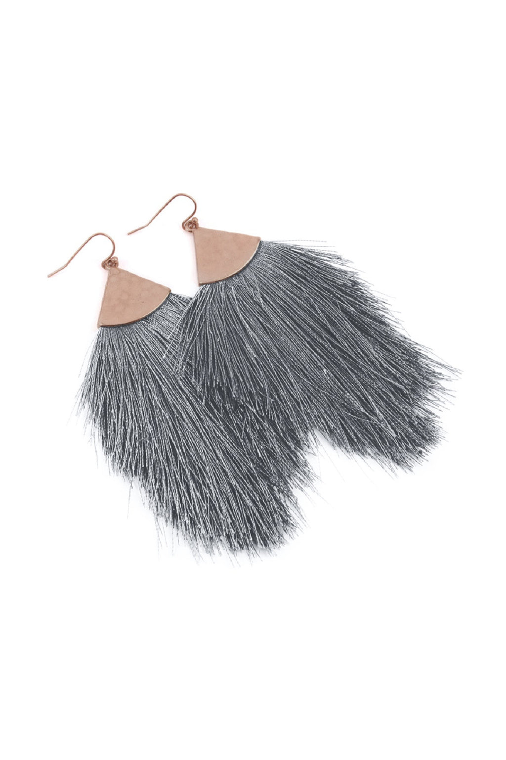 Gray Tassel Drop Earrings - Pack of 6