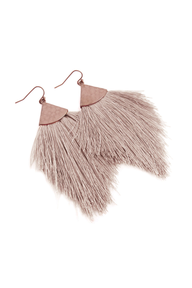 Light Brown Tassel Drop Earrings - Pack of 6