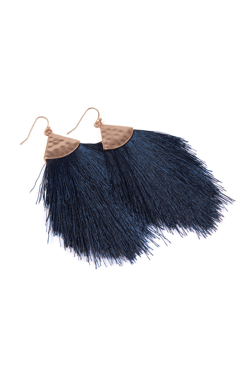 Navy Tassel Drop Earrings - Pack of 6