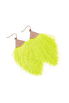 Neon Yellow Tassel with Hammered Metal Hook Drop Earrings - Pack of 6