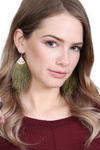 Olive Tassel Drop Earrings - Pack of 6