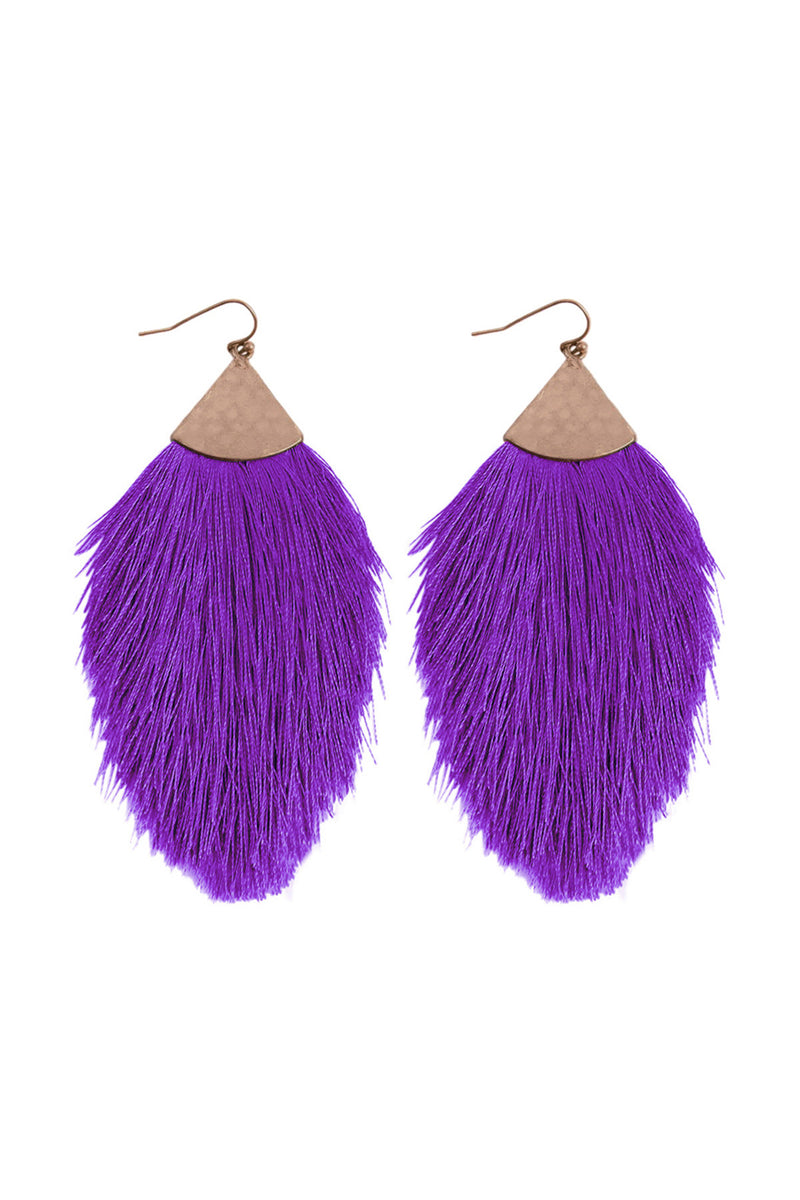 Purple Tassel Drop Earrings - Pack of 6