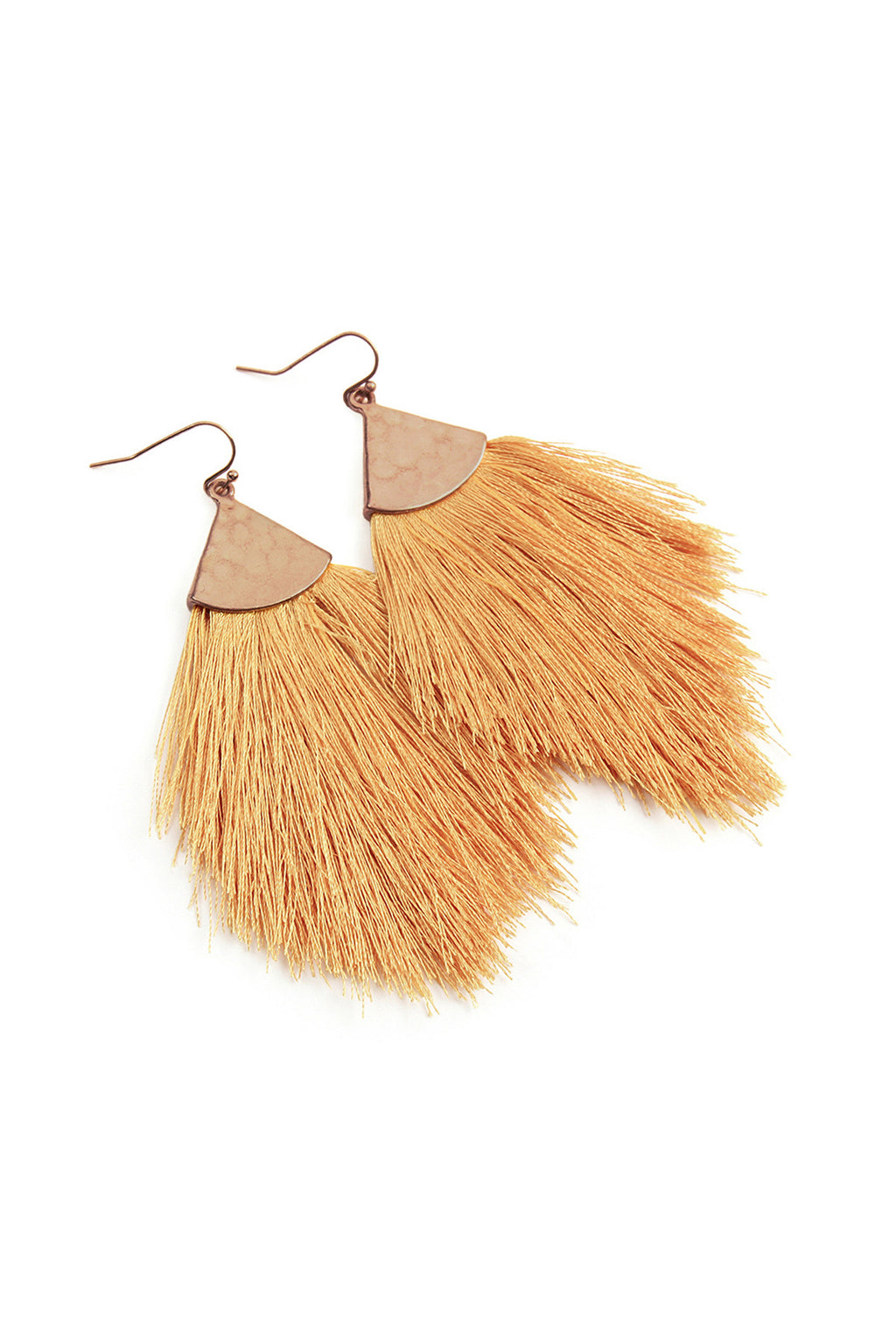 Light Mustard Tassel Drop Earrings - Pack of 6