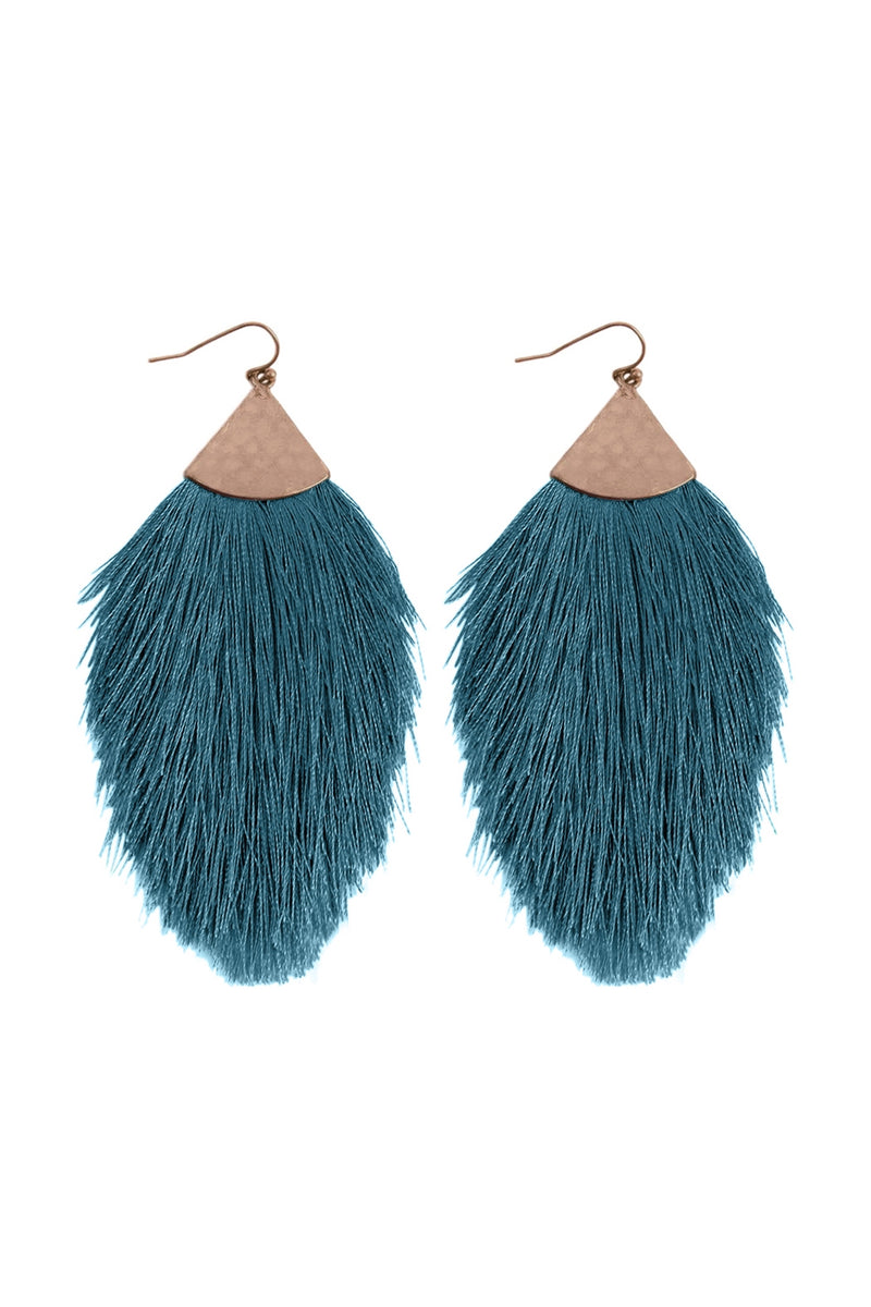 Teal Tassel Drop Earrings - Pack of 6