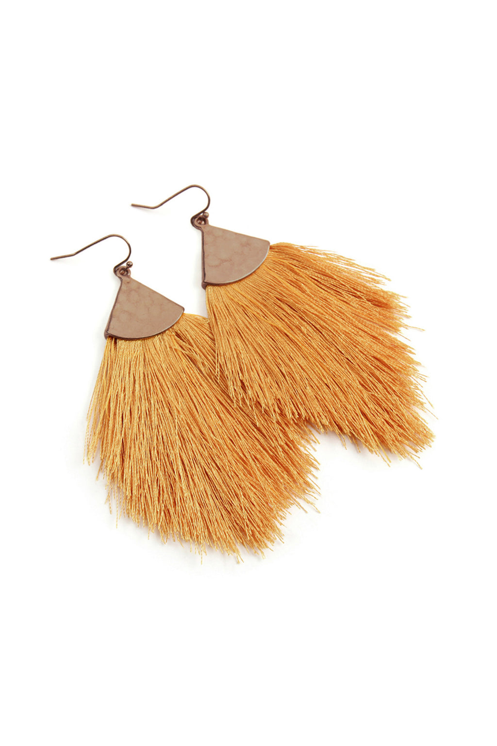 Mustard Tassel Drop Earrings - Pack of 6