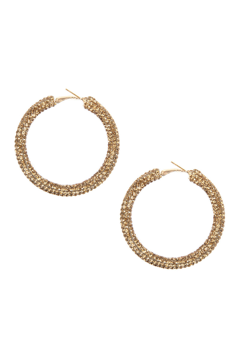 Gold Rhinestone Coated Hoop Earrings - Pack of 6