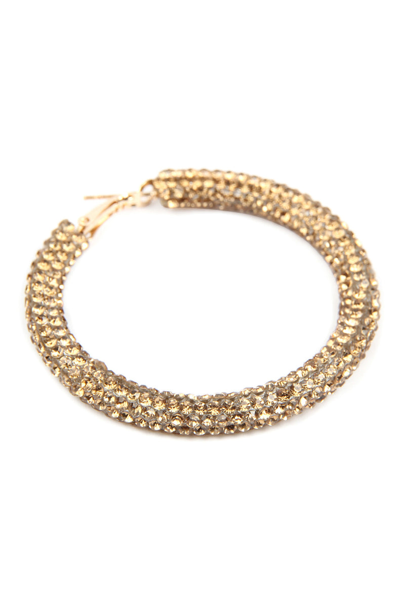 Gold Rhinestone Coated Hoop Earrings - Pack of 6