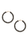 Hematite Rhinestone Coated Hoop Earrings - Pack of 6