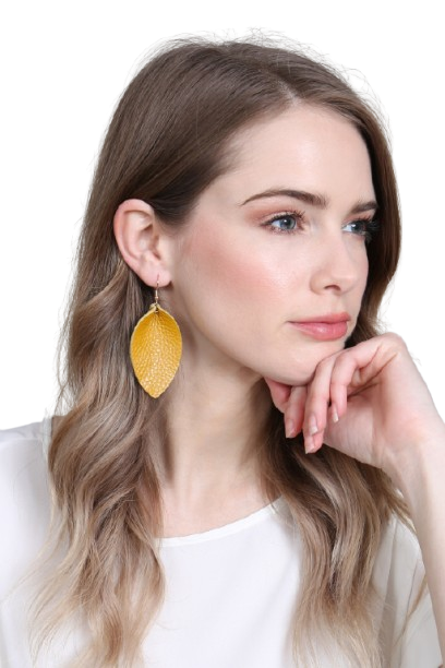 Mustard Pinched Teardrop Hook Drop Earrings - Pack of 6