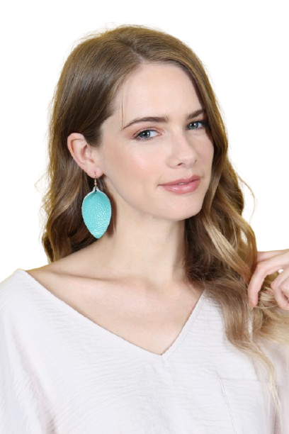 Turquoise Pinched Teardrop Hook Drop Earrings - Pack of 6