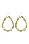 Green Wire Teardrop Glass Beads Hook Earrings - Pack of 6