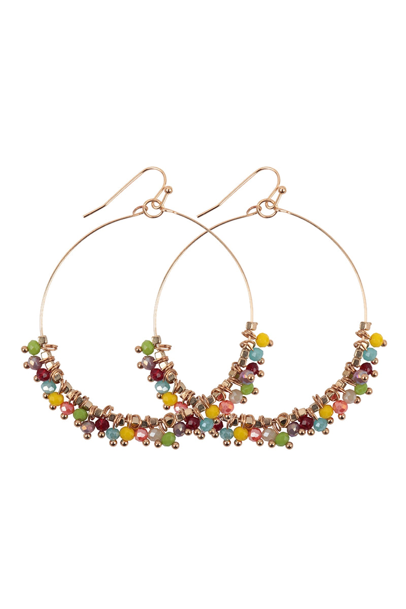 Light Multicolor Beaded Hoop Dangle Earrings - Pack of 6